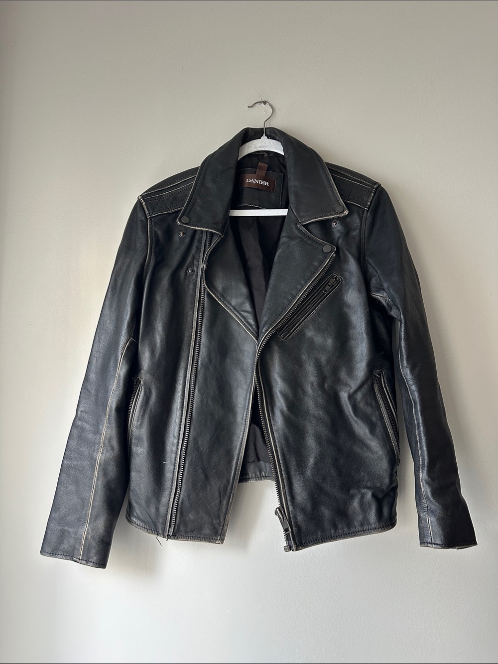 Vintage Black Leather Danier Biker Jacket